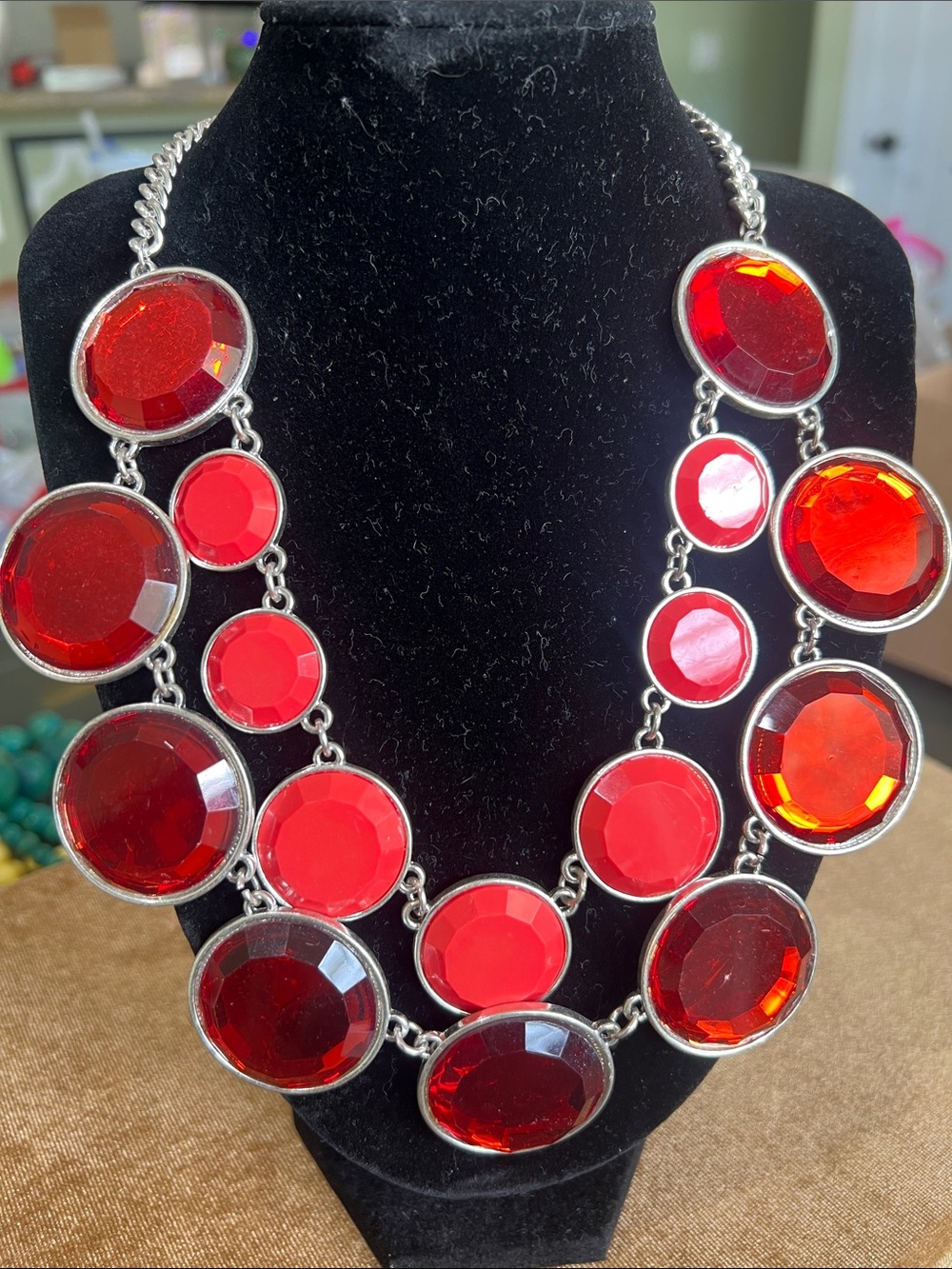 Red Statement Bib Necklace - Women Jewelry